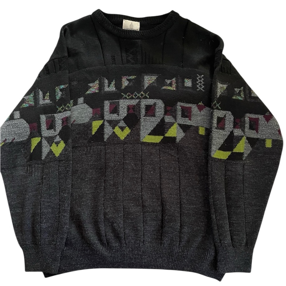 London Fog Vintage 3D knit style sweaterter with unique pattern.size XL